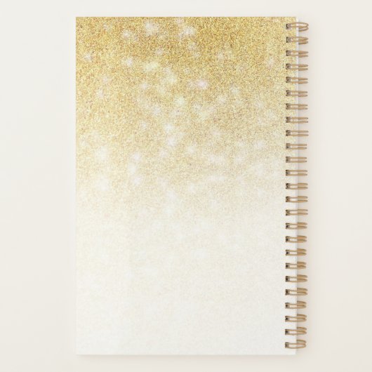 Gouden Glitter Modern Monogram Naam Elegante Sjabl Planner (Achterkant)