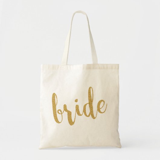 Gouden Glitter Modern Tekst Design-Bride Tote Bag (Voorkant)