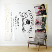 Gouden Glitter Moderne Afstudeerfoto Achtergrond 3 Wandkleed (In Situ (horizontaal))