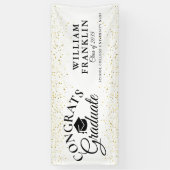 Gouden Glitter Moderne Elegante Afstuderen Spandoek (Verticaal)