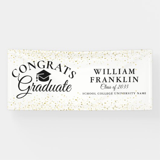 Gouden Glitter Moderne Elegante Afstuderen Spandoek (Horizontaal)