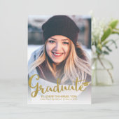 Gouden Glitter Moderne Foto Afstudeer Uitnodiging (Staand voorkant)