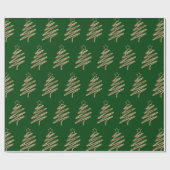 Gouden Glitter Moderne Kerstboom Groen Cadeaupapier (Vlak)