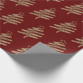 Gouden Glitter Moderne Kerstboom Rood Cadeaupapier (Hoek)