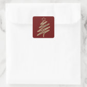 Gouden Glitter Moderne Kerstboom Vierkante Sticker (Tas)