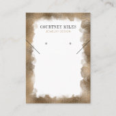 Gouden Glitter Moderne Lux Oorbellen Sieraden Disp Visitekaartje (Voorkant)