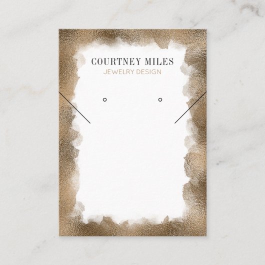 Gouden Glitter Moderne Lux Oorbellen Sieraden Disp Visitekaartje (Voorkant)