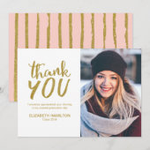 Gouden Glitter Moderne Script Afstudeer Bedankt Fo (Voorkant / Achterkant)