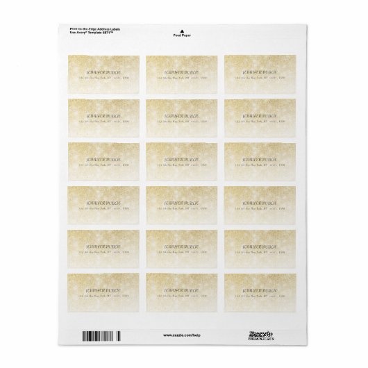Gouden Glitter Moderne Sjabloon Trendy Design Stij Etiket (Full Sheet)