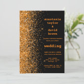 Gouden Glitter Moderne Trouw Uitnodiging (Staand voorkant)