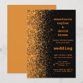 Gouden Glitter Moderne Trouw Uitnodiging (Voorkant / Achterkant)