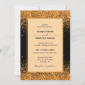 Gouden Glitter Moderne Trouwuitnodiging Kaart (Voorkant)