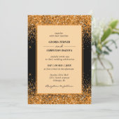 Gouden Glitter Moderne Trouwuitnodiging Kaart (Staand voorkant)