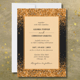Gouden Glitter Moderne Trouwuitnodiging Kaart