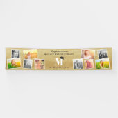 Gouden Glitter Monogram 10 Foto Afstudeerfeest Spandoek (Horizontaal)
