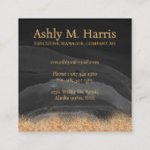 Gouden Glitter Monogram Aangepaste Metallic Vierkante Visitekaartje (Achterkant)