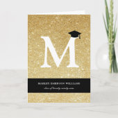 Gouden Glitter Monogram Alfabet M Modern Foto Grad (Voorkant)