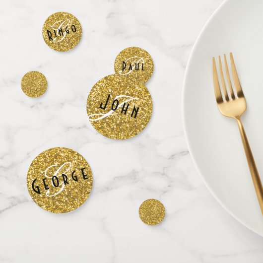 Gouden glitter monogram confetti (Groep)