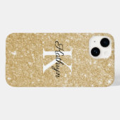 Gouden Glitter Monogram Eerste Letter Naam Case-Mate iPhone Case (Achterkant (horizontaal))