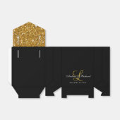 Gouden Glitter Monogram Elegante Bruiloft Favor Bo Bedankdoosjes (Uitgevouwen)