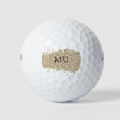 Gouden Glitter Monogram Golf Ball Golfballen (Voorkant)
