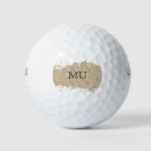 Gouden Glitter Monogram Golf Ball