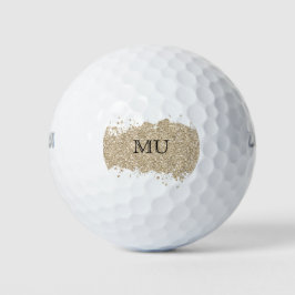 Gouden Glitter Monogram Golf Ball Golfballen