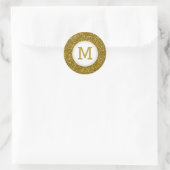 Gouden Glitter Monogram Initiaal Ronde Sticker (Tas)