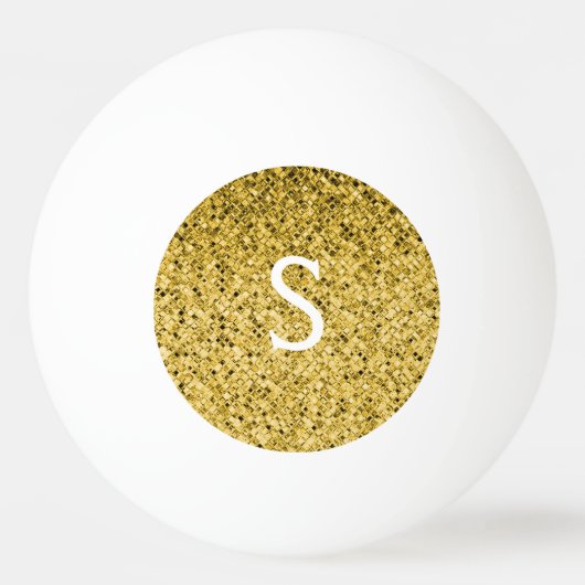 Gouden Glitter Monogram Initialen Pingpongbal (Voorkant)