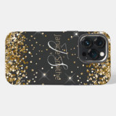 Gouden Glitter Monogram iPhone Hoesje (Achterkant horizontaal)