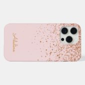 Gouden Glitter Monogram Naam iPhone Hoesje (Achterkant horizontaal)