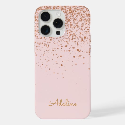 Gouden Glitter Monogram Naam iPhone Hoesje (Achterkant)