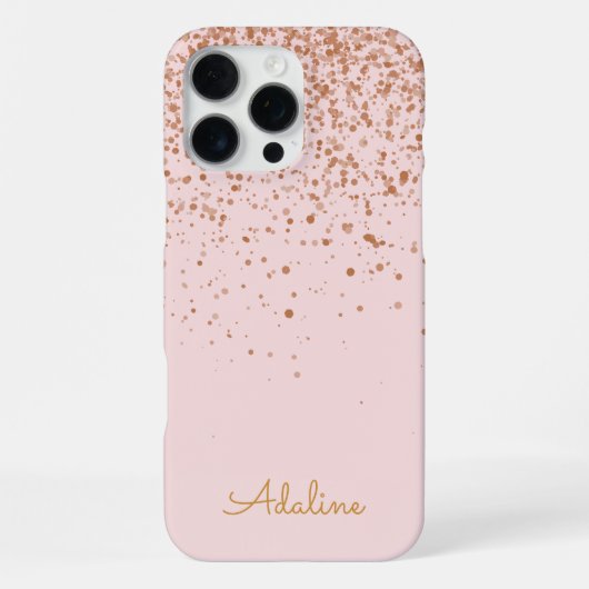 Gouden Glitter Monogram Naam iPhone Hoesje iPhone 16 Pro Max Hoesje (Achterkant)