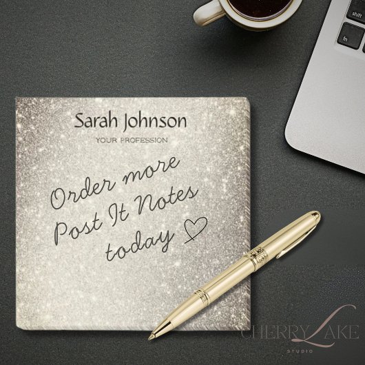 Gouden Glitter Monogram Naam Op Maat Post-it® Notes