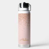 Gouden Glitter Monogram Naam Waterfles (Achterkant)