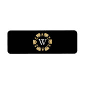 Gouden Glitter Monogram Poker Chip Casino Sigaar Etiket (Voorkant)