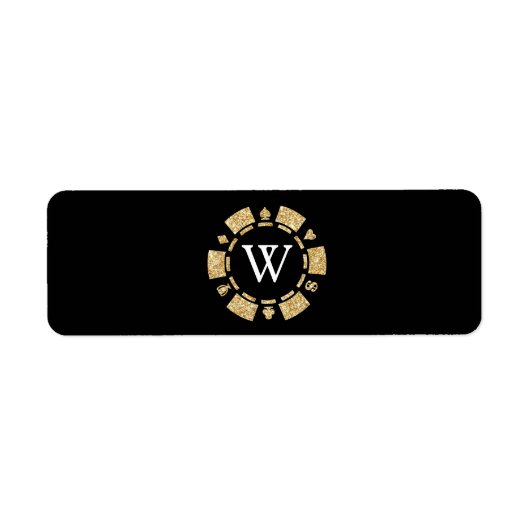 Gouden Glitter Monogram Poker Chip Casino Sigaar Etiket (Voorkant)