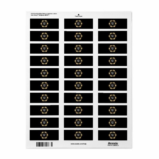 Gouden Glitter Monogram Poker Chip Casino Sigaar Etiket (Full Sheet)