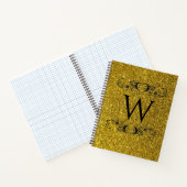 Gouden Glitter Monogram Spiral Notebook Notitieboek (Binnen)