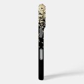 Gouden glitter & monogram witte script naam op zwa Case-Mate iPhone case (Achterkant / Rechts)