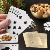 Gouden Glitter & Monogram, Zwarte Script Naam Pokerkaarten (Insitu)