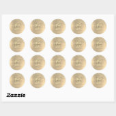 Gouden Glitter & Monogram, Zwarte Script Naam Ronde Sticker (Vel)