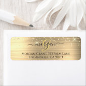 Gouden Glitter & Monogram, Zwarte Script Naam, Vs  Etiket (Insitu)