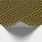 Gouden Glitter Monstera zwarte achtergrond Cadeaupapier (Hoek)