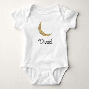 Gouden Glitter Moon Aangepaste naam Romper