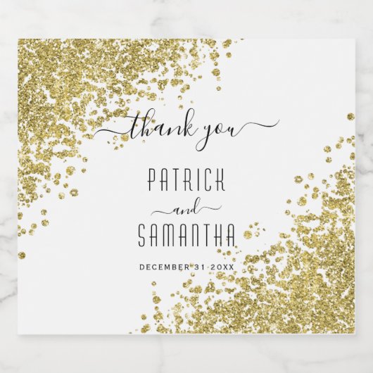 Gouden Glitter Mousserende Wijnfles Etiketten (Enkel label)