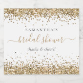 Gouden Glitter Naam Cheers Bruidsfeest  Sparkling Wijnetiket (Enkel label)