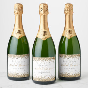 Gouden Glitter Naam Cheers Bruidsuitnodiging Sparkling Wijnetiket