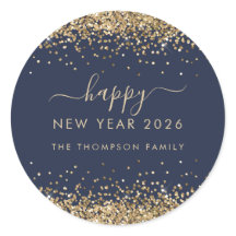 Gouden Glitter Naam Navy Blue Happy New Year 2026