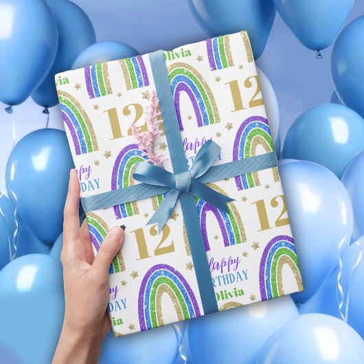 Gouden Glitter Naam Verjaardag Wrapping Paper Cadeaupapier